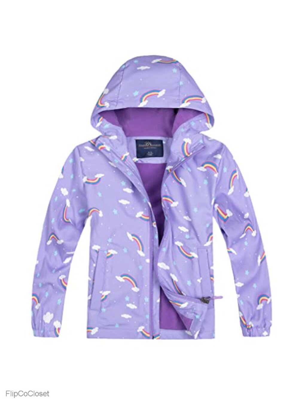Kids Waterproof Rain Jacket Windbreaker Hooded Fleece Lined